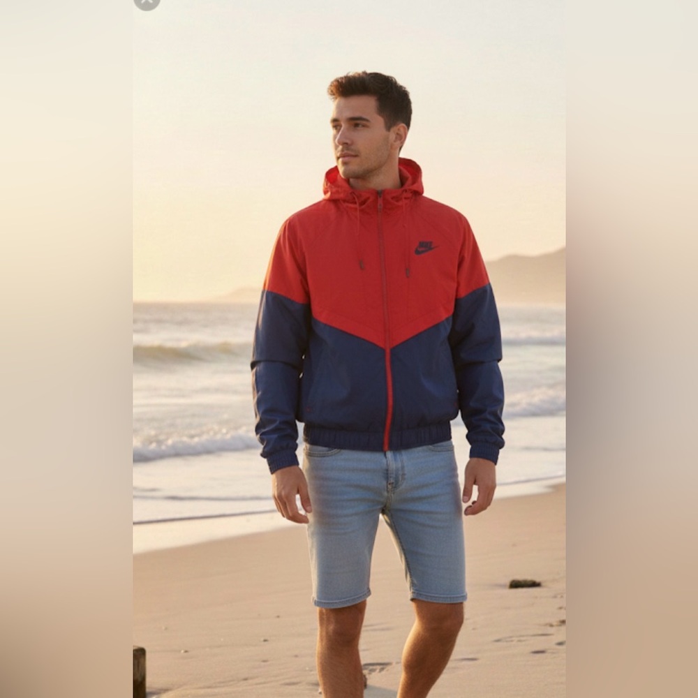 Nike sportswear y2k Windrunner Windbreaker hooded Jacket M sporty gym outdoors
